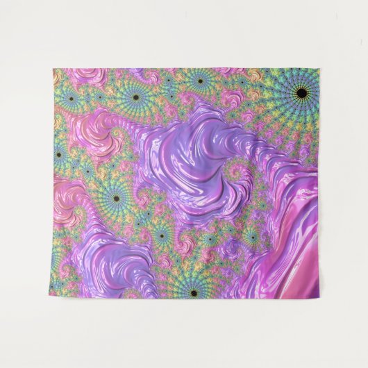 Groovy Trippy Boho Jewel Tone Regenboog Fractal Wandkleed (Voorkant (horizontaal))