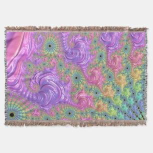Groovy Trippy Boho Juweeltoon Regenboog Fractal Deken
