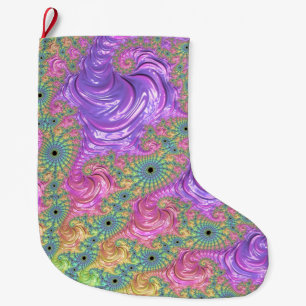 Groovy Trippy Boho Juweeltoon Regenboog Fractal Grote Kerstsok