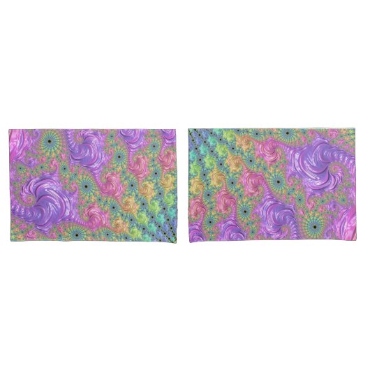 Groovy Trippy Boho Juweeltoon Regenboog Fractal Kussensloop (Voorkant-Set)