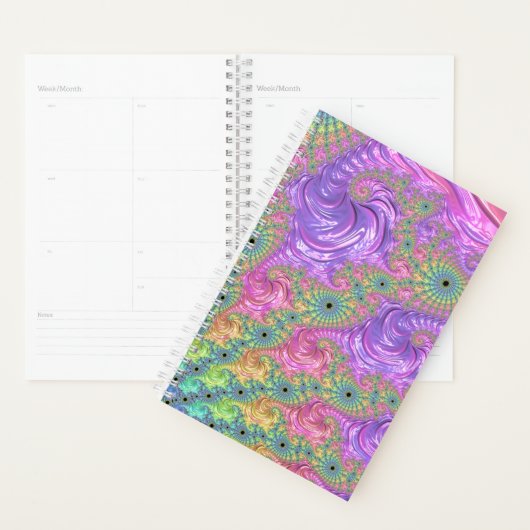Groovy Trippy Boho Juweeltoon Regenboog Fractal Planner (Display)