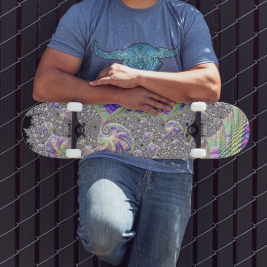 Groovy Trippy Funky Psychedelic Fractal Art Persoonlijk Skateboard (Buiten 3)