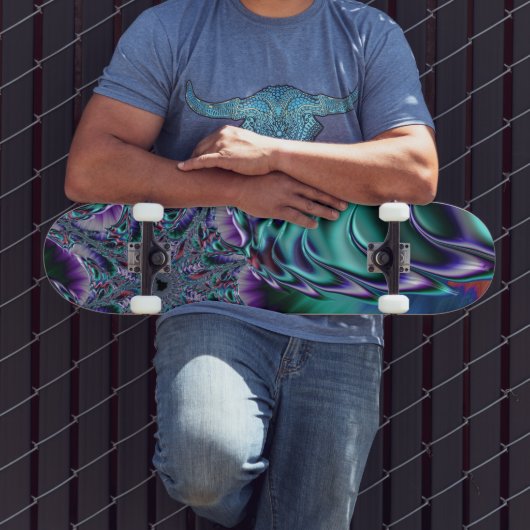 Groovy Trippy Funky Psychedelic Fractal Art Persoonlijk Skateboard (Buiten 3)