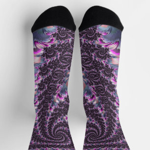 Groovy Trippy Funky Psychedelic Spiral Fractal Art Sokken