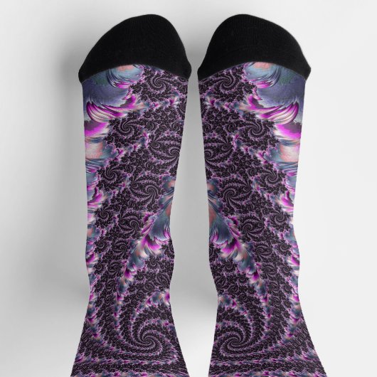 Groovy Trippy Funky Psychedelic Spiral Fractal Art Sokken (Top)
