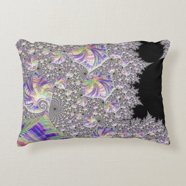 Groovy Trippy Funky Psychedelische Fractale Kunst Accent Kussen (Voorkant)