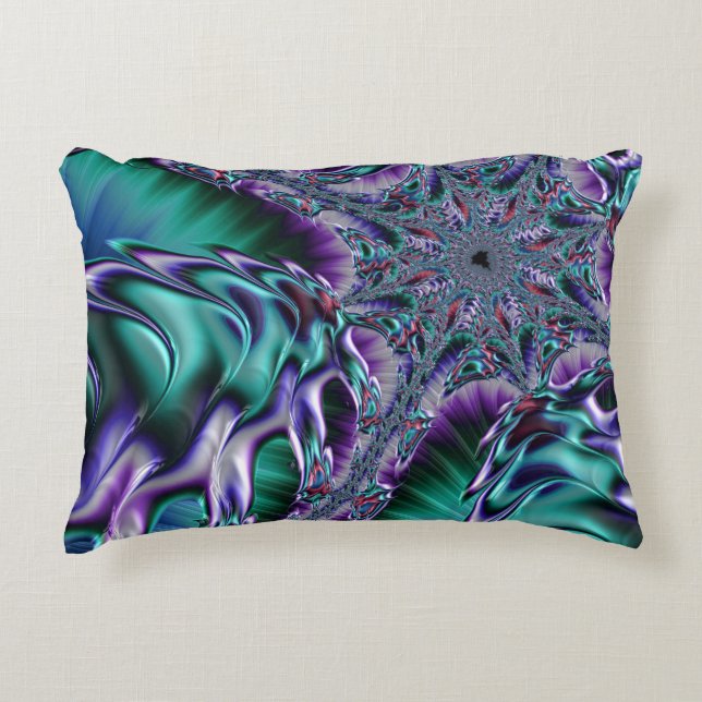 Groovy Trippy Funky Psychedelische Fractale Kunst Accent Kussen (Voorkant)