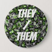 Groovy Trippy Grungy Funky Abstract Agender Pride Ronde Button 4,0 Cm (Voorkant)