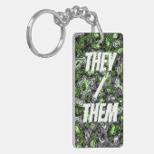Groovy Trippy Grungy Funky Abstract Agender Pride Sleutelhanger (Voorkant Links)