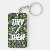 Groovy Trippy Grungy Funky Abstract Agender Pride Sleutelhanger (achterkant)