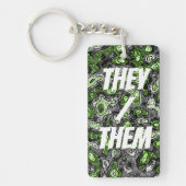Groovy Trippy Grungy Funky Abstract Agender Pride Sleutelhanger (Voorkant)