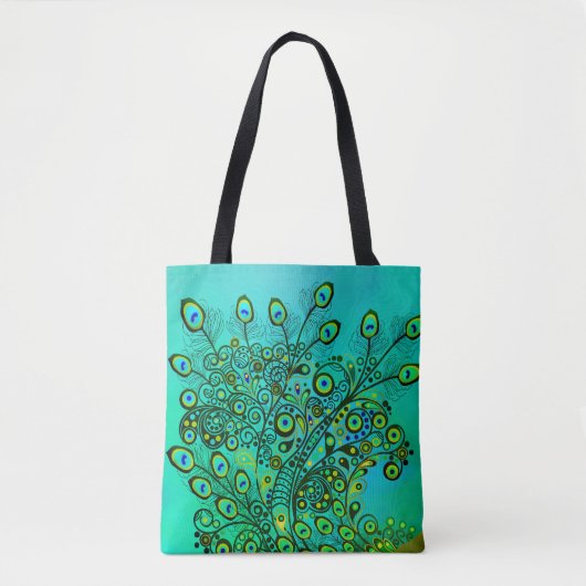 Groovy Trippy Peacock Feathers Tote Bag (Voorkant)