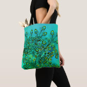 Groovy Trippy Peacock Feathers Tote Bag (Dichtbij)