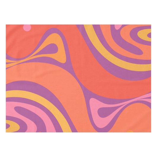 Groovy Trippy Retro Aesthetisch Abstract kleurrijk Tafelkleed (Voorkant (Horizontaal))