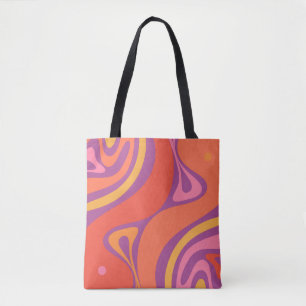 Groovy Trippy Retro Esthetische Abstract Kleurrijk Tote Bag