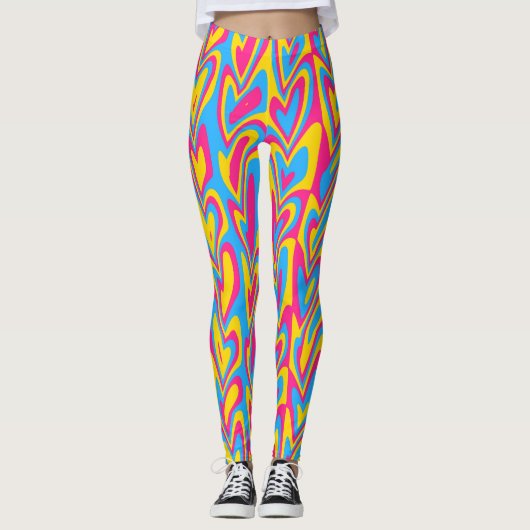 Groovy Trippy Squigggly Quirky Pansexual Pride Leggings (Voorkant)