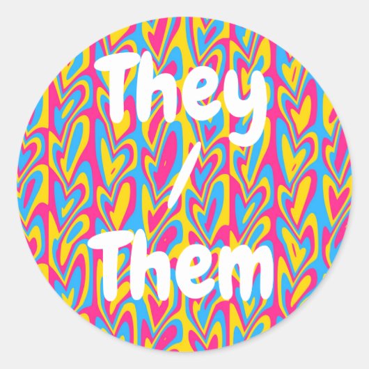 Groovy Trippy Squigggly Quirky Pansexual Pride Ronde Sticker (Voorkant)