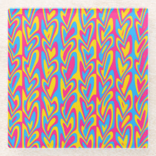 Groovy Trippy Squiggly Quirky Panseksuele Trots Glazen Onderzetter
