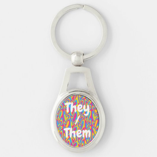 Groovy Trippy Squiggly Quirky Panseksuele Trots Sleutelhanger (Voorkant)