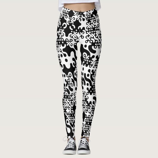 Groovy Trippy Truchet Tegels Leggings (Voorkant)