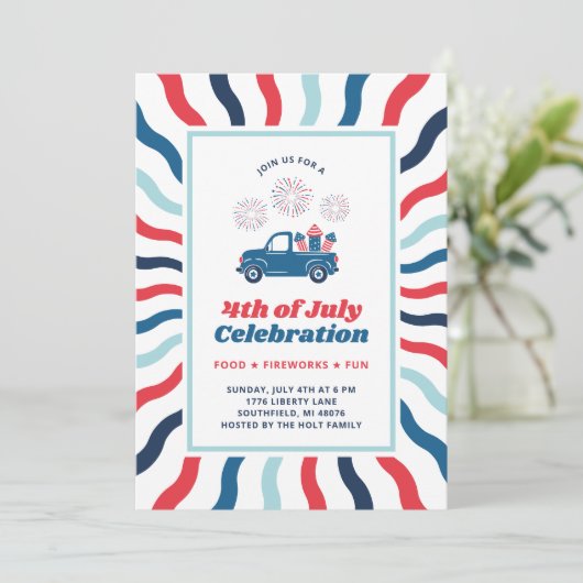 Groovy Truck 4 juli viering Kaart (Staand voorkant)