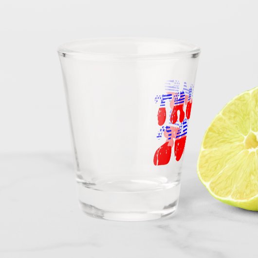 Groovy Trump 2024 Patriottisch Shot Glas (Links)