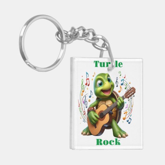 Groovy Turtle Jamming Out Sleutelhanger (Voorkant Links)