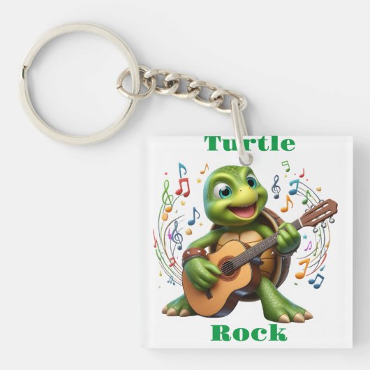 Groovy Turtle Jamming Out Sleutelhanger (Voorkant)