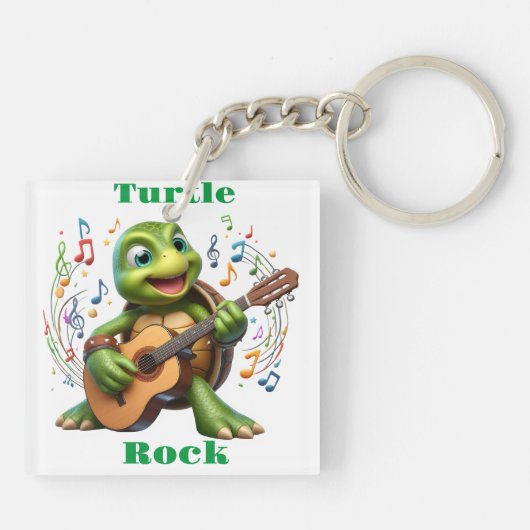 Groovy Turtle Jamming Out Sleutelhanger (Achterkant)