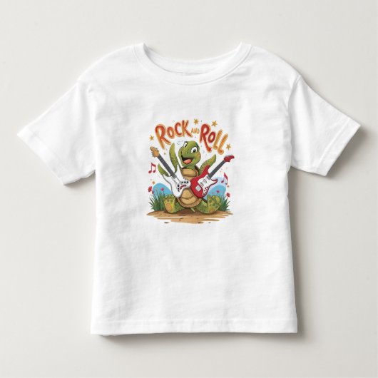 Groovy Turtle Rockstar Rock and Roll Kinder Shirts (Voorkant)