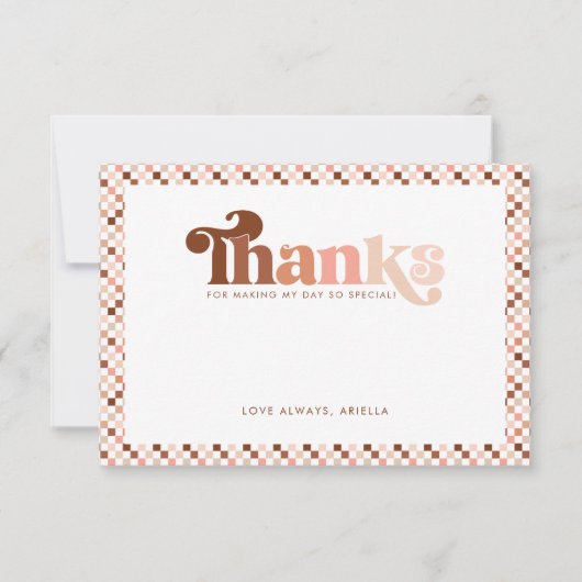 Groovy twee coole meisjes geruit 2e verjaardag bedankkaart (Voorkant)