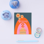 Groovy Twee Retro 2e Verjaardagsfeestje Budget Flyer (Enkel)