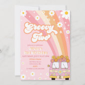 Groovy Twee Retro Regenboog 2e Verjaardag Uitnodig Kaart (Voorkant)