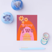 Groovy Twee Retro Regenboog Verjaardagsfeestbudget Flyer (Enkel)