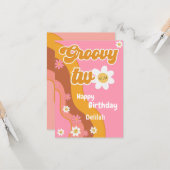 Groovy twee retro vintage tweede gelukkige verjaar kaart (Voorkant / Achterkant in situ)