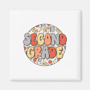 Groovy Tweede Klas Vibes Retro Onderwijzers Kids C Magneet