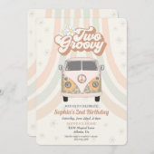 Groovy tweede verjaardag, 70s retro themauitnodigi (Voorkant / Achterkant)