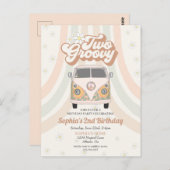 Groovy tweede verjaardag, 70s retro themauitnodigi briefkaart (Voorkant / Achterkant)