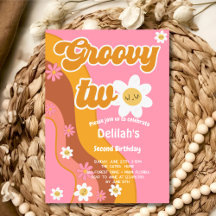 Groovy tweede verjaardag retro vintage tweede