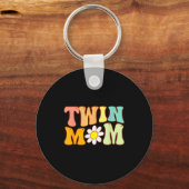 Groovy Twin Mama Funny Mother's Day For New Mom Of Sleutelhanger (Voorkant)