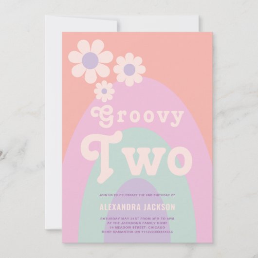 Groovy Two Daisy Arch 2e verjaardag Kaart (Voorkant)