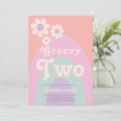 Groovy Two Daisy Arch 2e verjaardag Kaart (Staand voorkant)