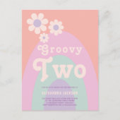 Groovy Two Daisy Arch 2e verjaardag Uitnodiging Briefkaart (Voorkant)