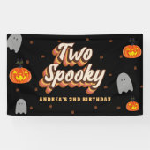 Groovy Two Spooky 2de verjaardag Halloween Retro 7 Spandoek (Horizontaal)