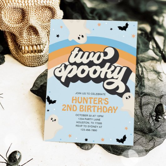 Groovy Two Spooky Boy 2e verjaardag Halloween Kaart