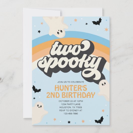 Groovy Two Spooky Boy 2e verjaardag Halloween Kaart (Voorkant)