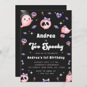 Groovy Two Spooky & Pink Ghost Girl 2e verjaardag Kaart (Voorkant / Achterkant)