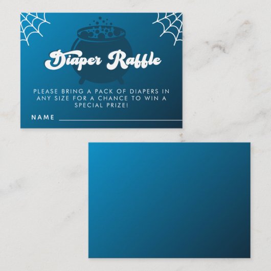 Groovy Typography Halloween Boy Blue Diaper Raffle Informatiekaartje (Voorkant / Achterkant)