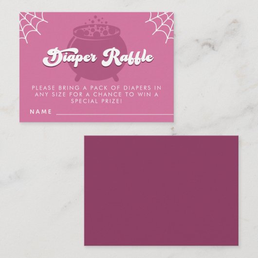 Groovy Typography Halloween Girl Diaper Raffle Informatiekaartje (Voorkant / Achterkant)