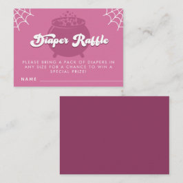 Groovy Typography Halloween Girl Diaper Raffle Informatiekaartje